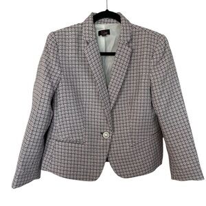 JM Studio by John Meyer Women’s Long Sleeve Houndstooth Blazer Jacket Sz M GUC